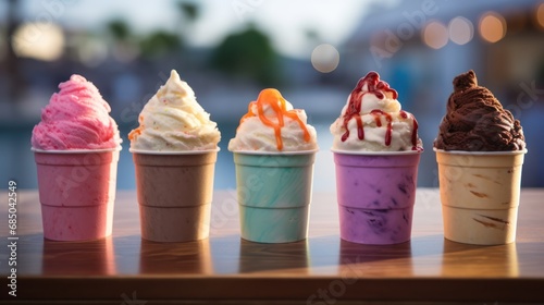  Various colorful ice cream in paper cup 