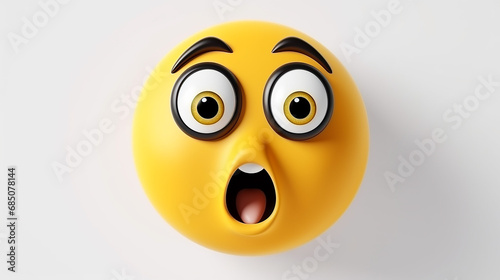 3D rendering Surprised emoji on white isolated background with blackeye
