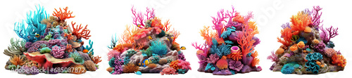 Set of coral reefs, cut out