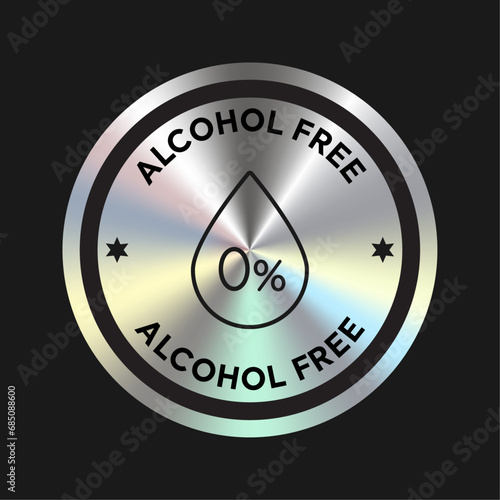 Alcohol Free cosmetic packaging icon, stamp, badge, round, seal vector