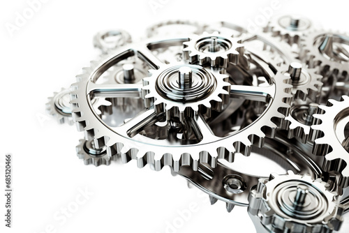 Mechanical Gears Interlocking Display on a transparent background
