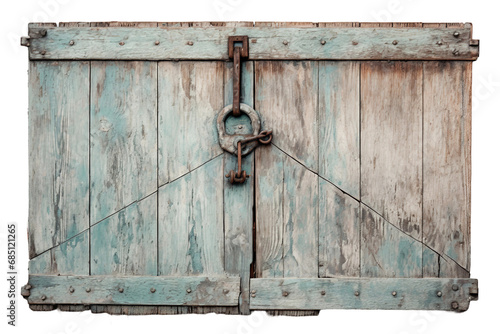 Antique-Latched Rustic Barn Door on a transparent background