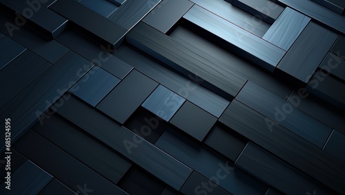 dark wall background pattern on blue background, in the style of multi-layered geometry, isometric, realistic textures