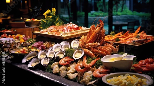 delicious table seafood food bountiful illustration fresh ocean, cuisine shellfish, lobster crab delicious table seafood food bountiful