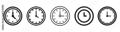Clock icon set. Time clock icons collection. Clock, time. Time symbol. 