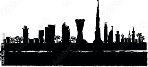 Dubai detailed skyline icon grunge style vector