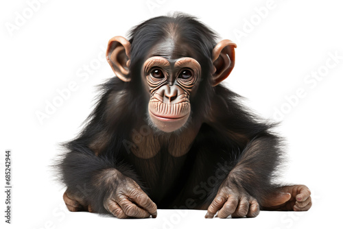 Chimpanzee Intelligent Ape on a White or Clear Surface PNG Transparent Background