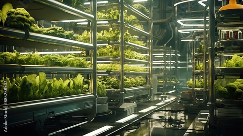 Plant vertical farms producing plant vaccines. AI generated image