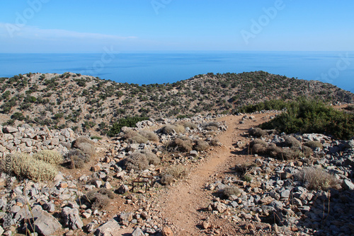 mountain and mediterranean sea in crete in greece