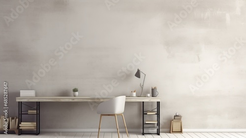 Dorm room with empty walls and desk for dorm accessory mockup AI generated illustration