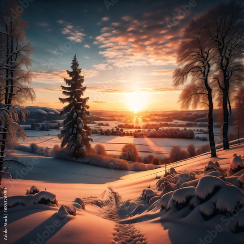 Winterlandschaft als Hintergrundbild für Flyer, Poster und Karten.