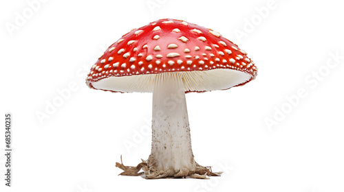 Red toadstool mushroom on transparent background, PNG image with background removed, Created with Generative Ai technology.