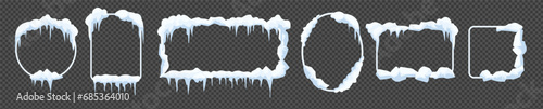 Snow icicle frame vector design. Ice cartoon vector border