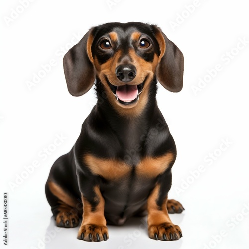 Cheerful Dachshund Dog Sitting and Smiling. Generative ai