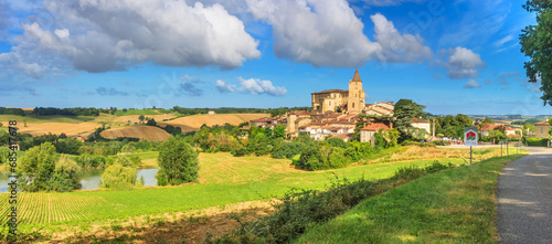 Summer landscape - view of the village of Lavardens labeled Les Plus Beaux Villages de France, in the historical province Gascony, the region of Occitanie of southwestern France