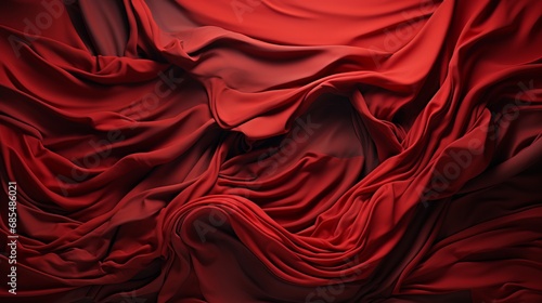 A rich maroon curtain cascades gracefully over a sea of fiery red fabric, creating a bold and dramatic statement