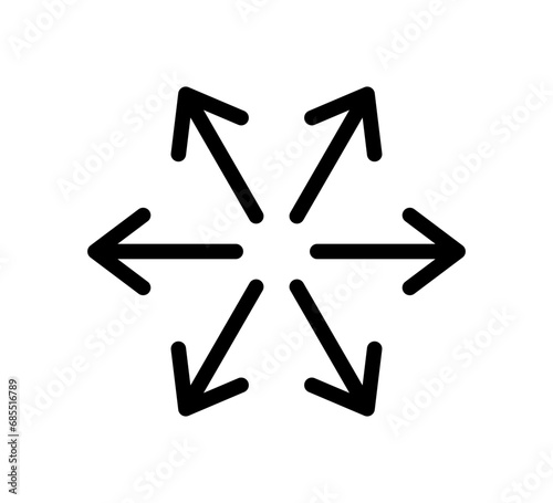 Versatile icon. Multifunction sign. Arrows pointing in different directions. Multipurpose symbol. Multi function line icon. Vector illustration on white background.