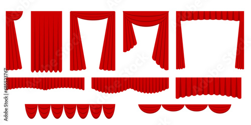 Flat Red Curtain theater Illustration