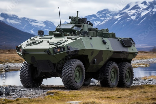 Armoured fighting vehicle in the mountain