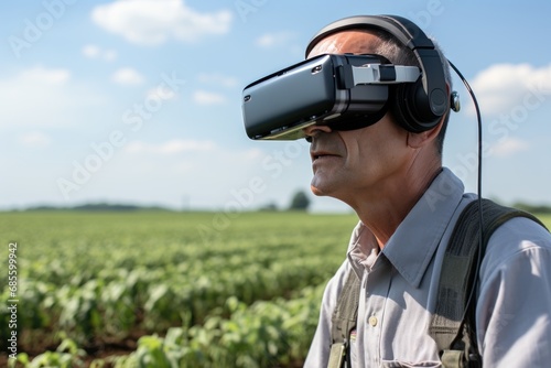 Futuristic agriculture ar glasses transforming farm management, futurism image