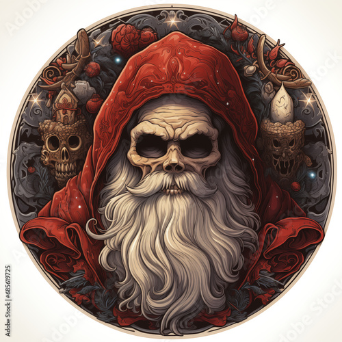 Gothic Undead Santa Round Sticker