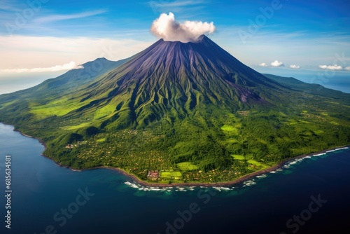Aerial view of volcano Batur, Bali island, Indonesia, Aerial view of Gamalama Volcano on Ternate, Indonesia, AI Generated