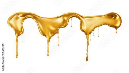 gold melt dripping isolated on transparent background cutout