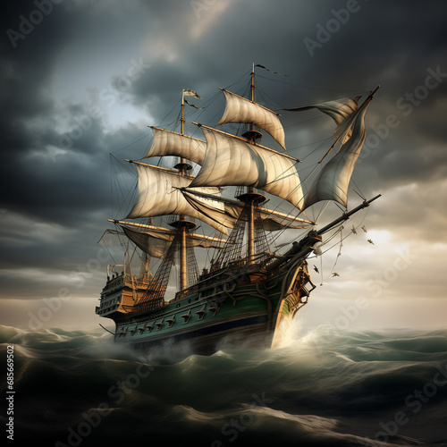  the ship Flying Dutchman in a storm near the shore 2