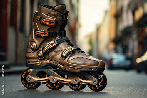 close up roller skate on the street