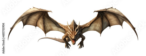 Dragon Flying Front View Isolated on Transparent Background 