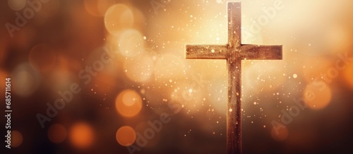 Blurred cross on a bright backdrop Copy space image Place for adding text or design