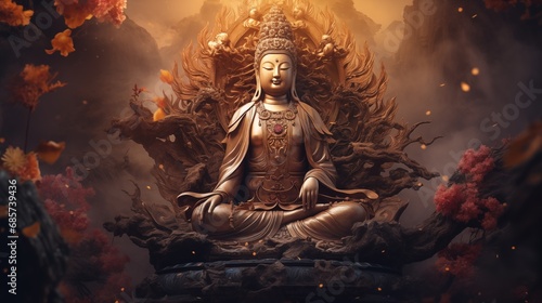 Guanyin in a scene of healing and nurturing, embodying the essence of compassion and mercy