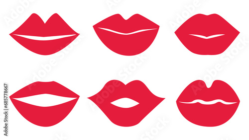 Female lips collection. Simple flat style. vector illustration