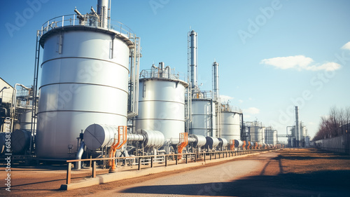 Natural Gas Tank. Large vessels or tanks filled with natural gas at a natural gas processing plant.