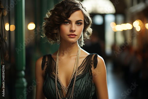 Portrait of stylish woman dressed in 1920s clothes
