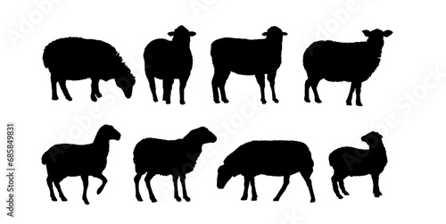 set of silhouettes of sheep 