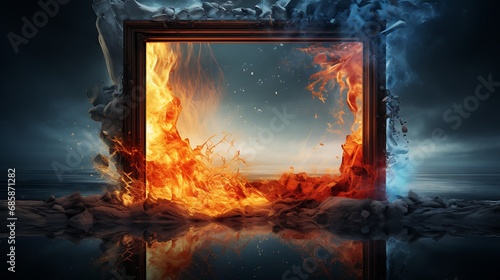 Fire and ice elements in a single frame