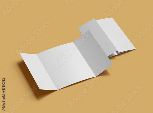 Blank Letter Gate Fold Brochure 8.5x11 inc 3d render to present your design. 