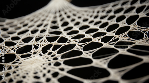 Gros plan macro d'un réseau de fils crochetés en forme de toile d'araignée