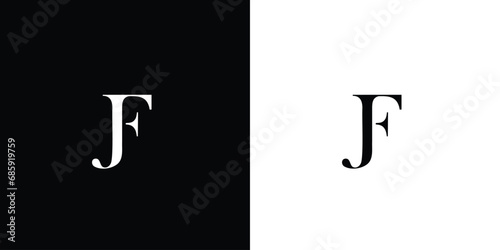 Abstract Letters logo monogram JF in black and white color