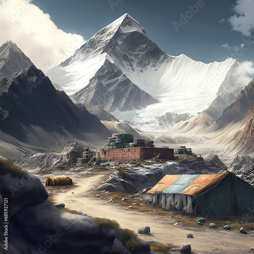 Mount Everest base camp Nepal Himalaya.