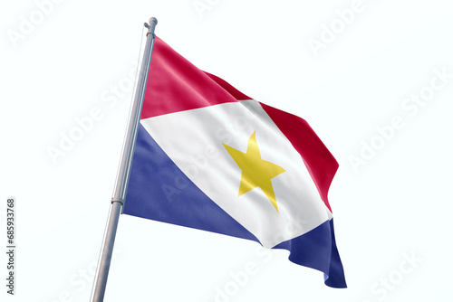 Saba flag waving isolated on white background