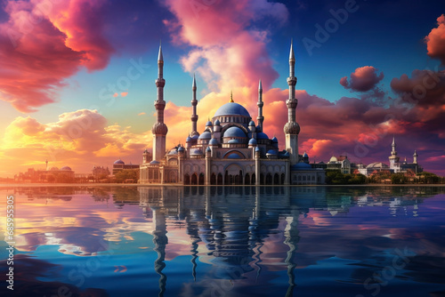 Beautiful mosque. Generative AI