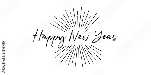 Happy New Year text for greeting card. Vector holiday design on white background