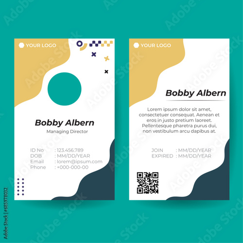 Modern corporate Identity Card With white and blue navy liquid texture gradient background, elegant business company id card