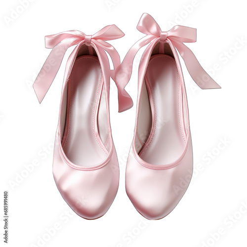 Pink Satin Ballet Slippers Isolated on Transparent or White Background, PNG
