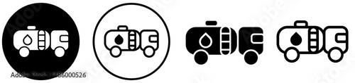 Oil, fuel truck icon set in transparent. 