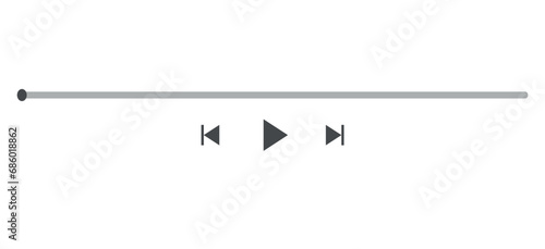 Music play bar display interface. Audio player progress for podcast, misic, radio playlist. Vector icon slider, play, rewind