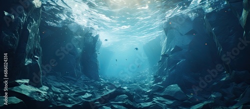 Melting glaciers reveal stunning underwater iceberg.