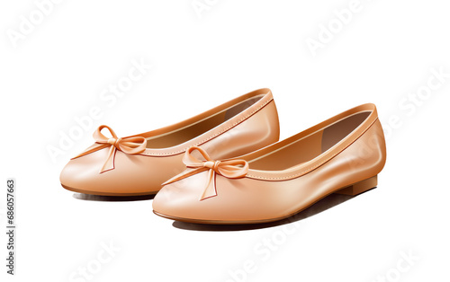 Realistic Image Capturing the Classic Appeal of Ballet Flats on White or PNG Transparent Background